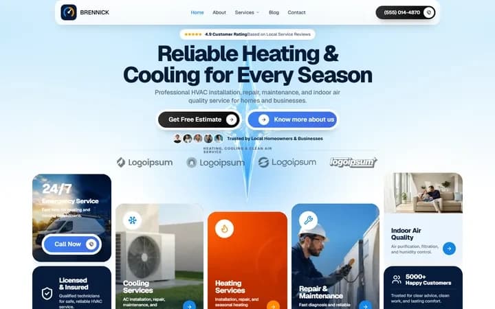 Brennick WordPress starter homepage preview