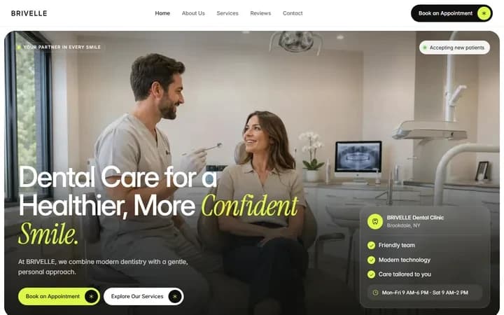 Brivelle WordPress starter site homepage preview