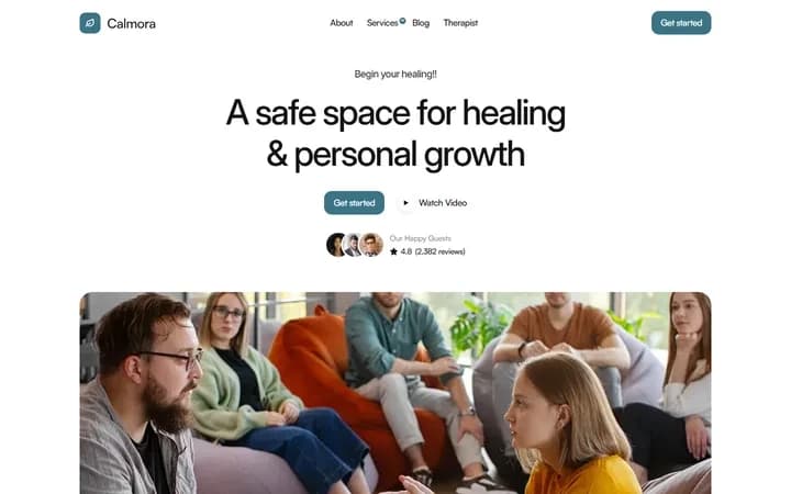 Calmora WordPress starter homepage preview