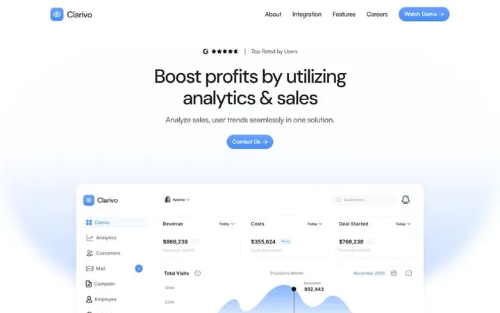 Clarivo WordPress starter site homepage preview