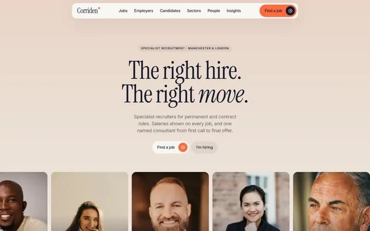 Corriden WordPress starter site homepage preview