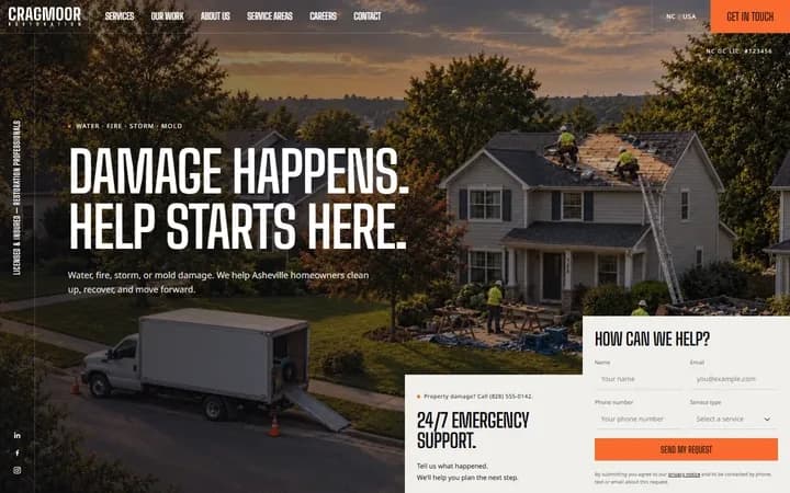 Cragmoor Restoration WordPress starter homepage preview