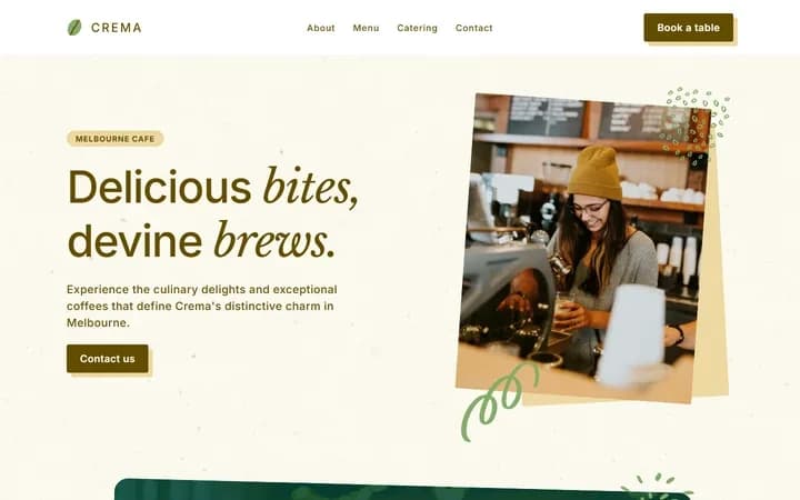 Crema WordPress starter homepage preview