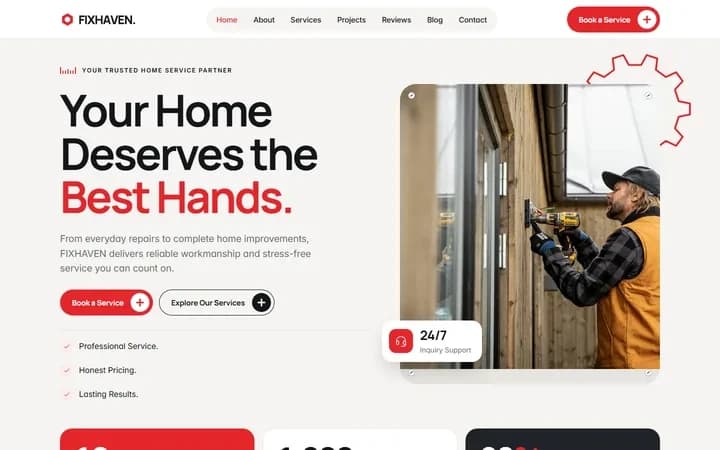 FIXHAVEN WordPress starter site homepage preview
