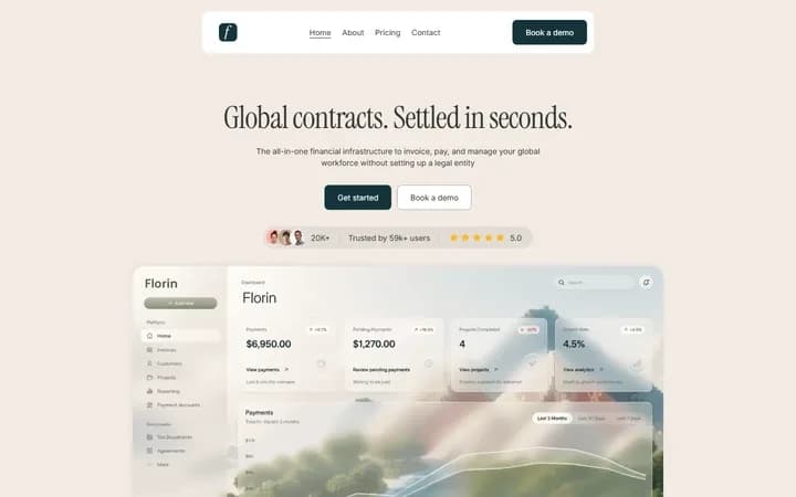 Florin WordPress starter homepage preview