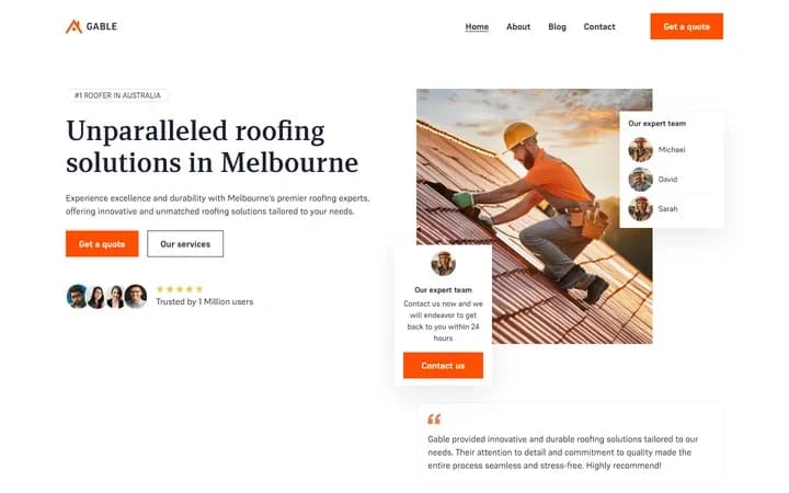Gable WordPress starter homepage preview