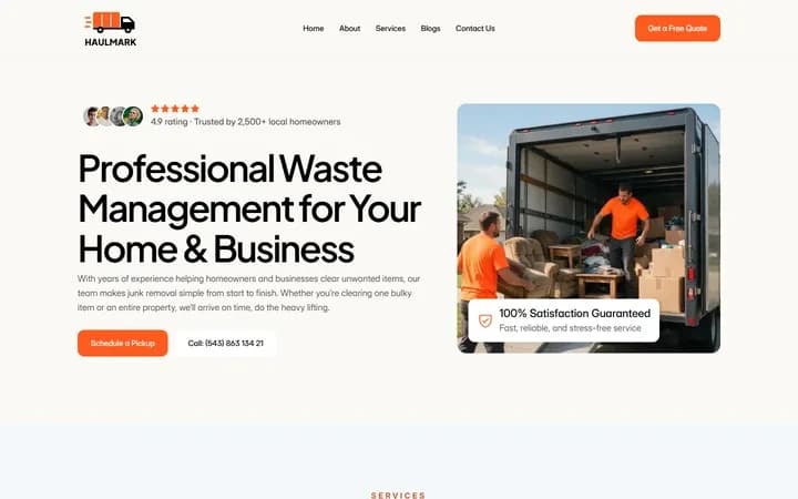 Haulmark WordPress starter homepage preview