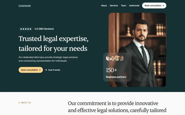 Lexmont WordPress starter homepage preview