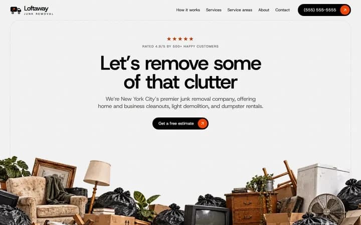 Loftaway Junk Removal WordPress starter homepage preview