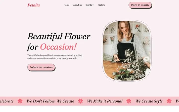 Petalia WordPress starter homepage preview