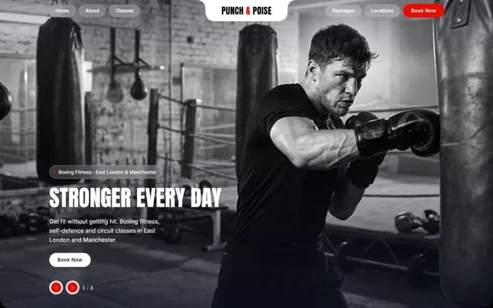 Punch & Poise WordPress starter site homepage preview