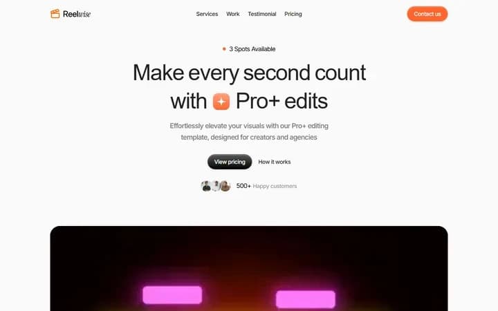 Reelwise WordPress starter homepage preview