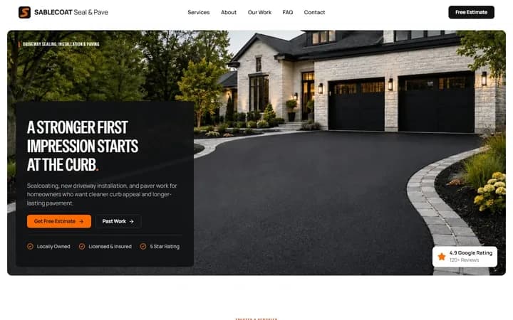 Sablecoat Seal & Pave WordPress starter homepage preview