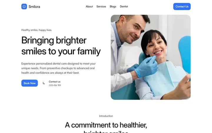 Smilora WordPress starter homepage preview
