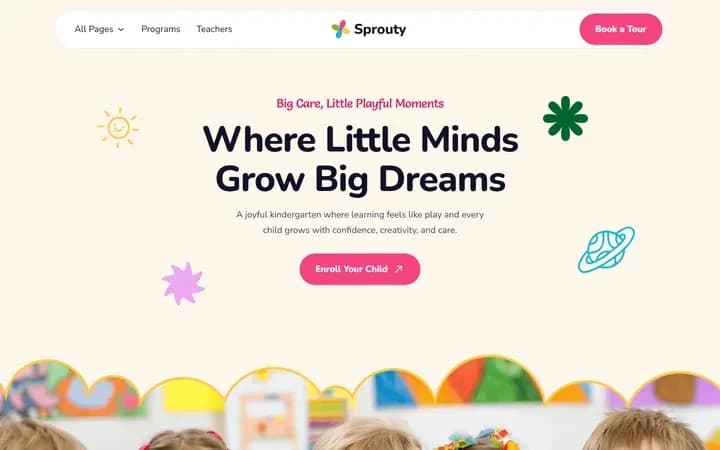 Sprouty WordPress starter site homepage preview
