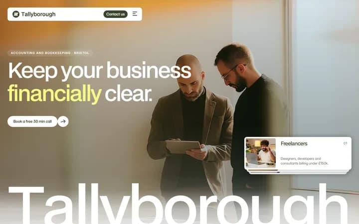 Tallyborough WordPress starter site homepage preview