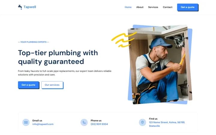 Tapwell WordPress starter homepage preview