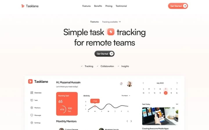 Tasklane WordPress starter homepage preview