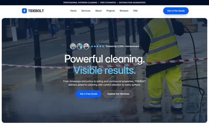 TIDEBOLT WordPress starter site homepage preview