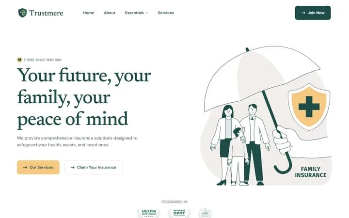 Trustmere WordPress starter site homepage preview