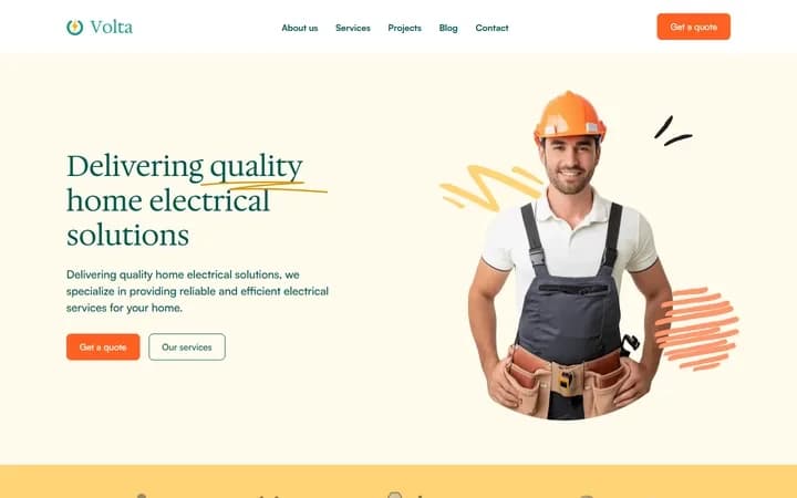 Volta WordPress starter homepage preview