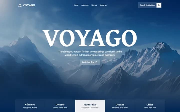 Voyago WordPress starter homepage preview