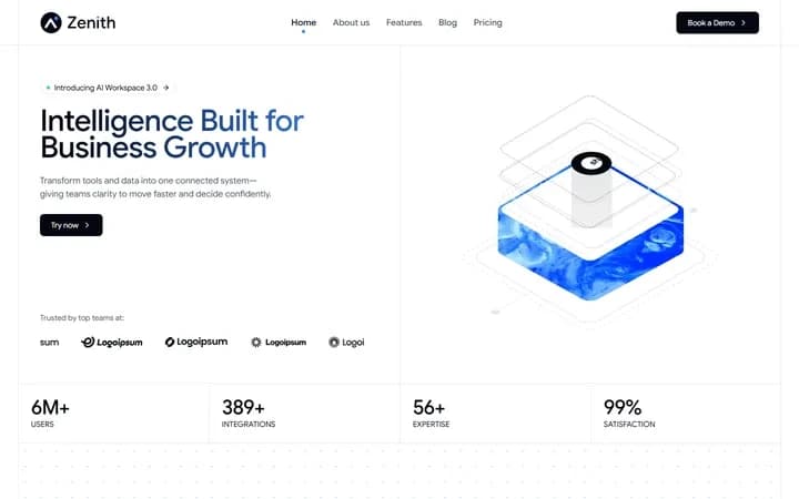 Zenith WordPress starter site homepage preview