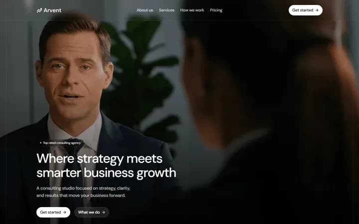Arvent WordPress starter homepage preview