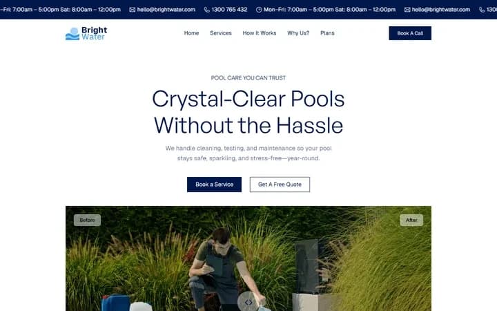 Brightwater WordPress starter homepage preview