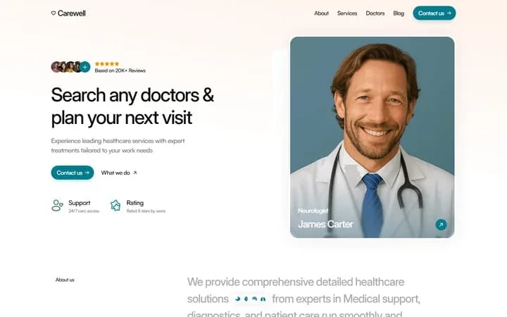 Carewell WordPress starter homepage preview