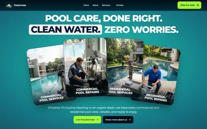 Clearmesa WordPress starter homepage preview