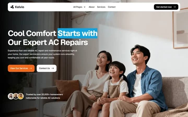 Kelvio WordPress starter homepage preview