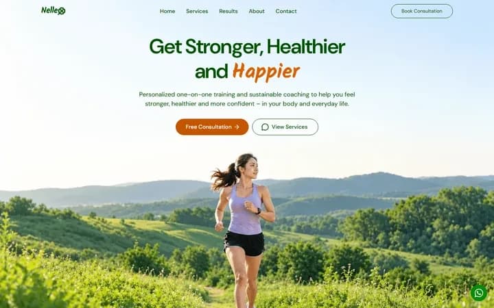 Nelle WordPress starter site homepage preview