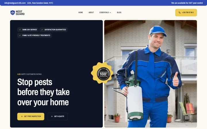 Nestguard WordPress starter homepage preview