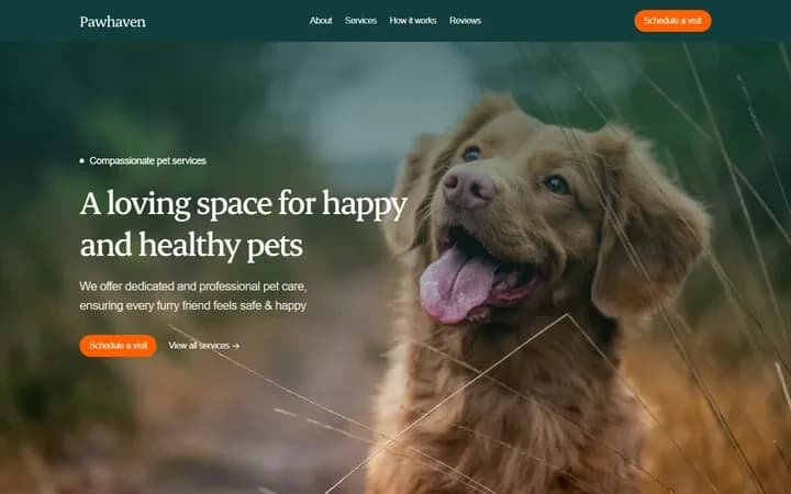 Pawhaven WordPress starter homepage preview