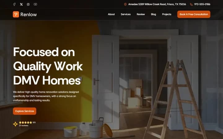 Renlow WordPress starter site homepage preview