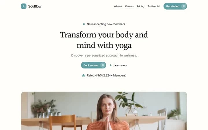 Soulflow WordPress starter homepage preview