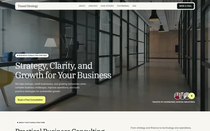 Teasel Strategy WordPress starter homepage preview