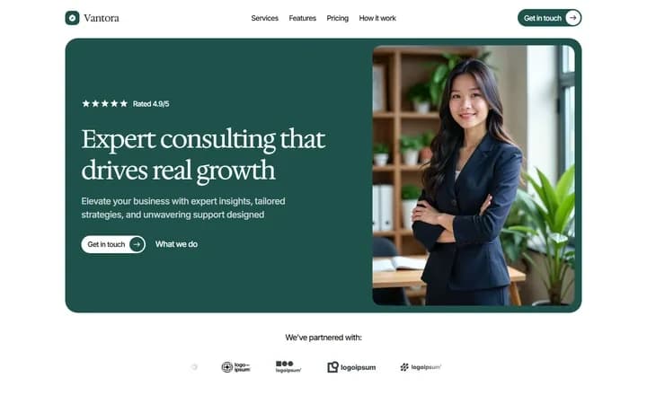 Vantora WordPress starter homepage preview