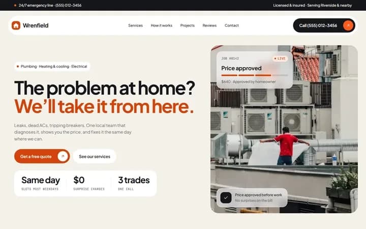 Wrenfield WordPress starter homepage preview
