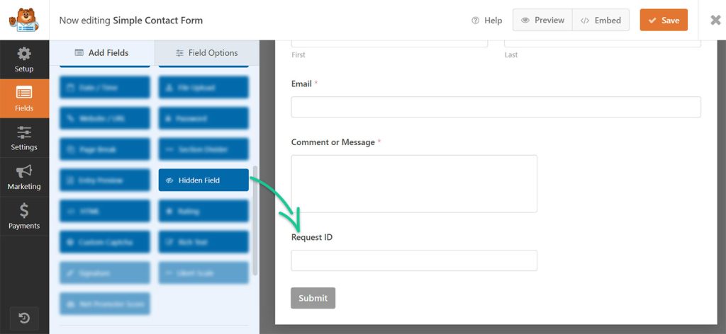 WPForms configuration example
