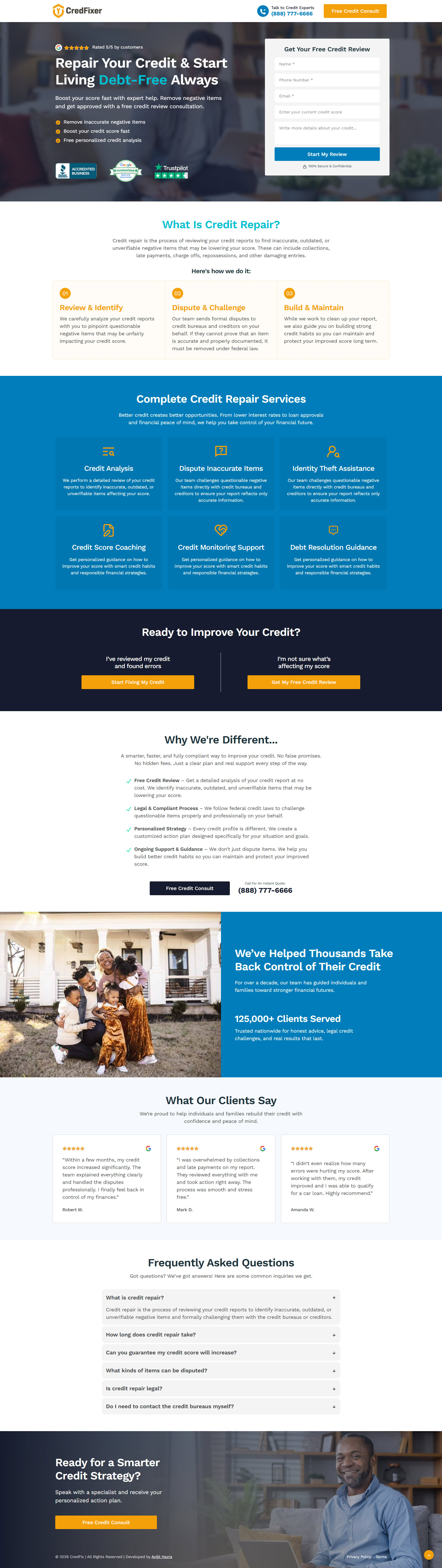 CredFixer – Credit Repair Landing Page for Lead Generation