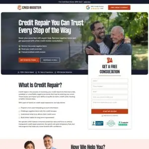 CredBooster – Credit Repair Landing Page for Lead Generation